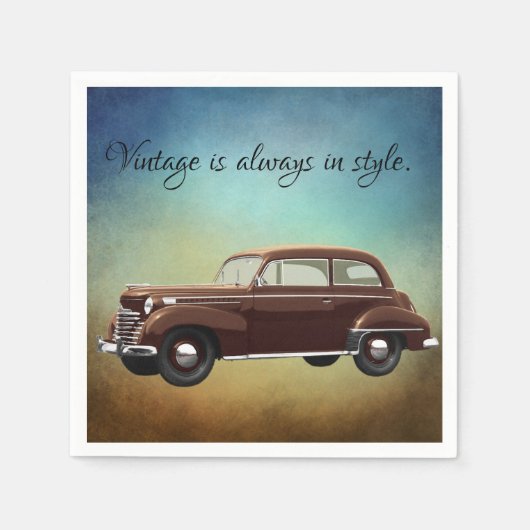 Vintage Car Paper Party Napkins Serviette (Vorderseite)