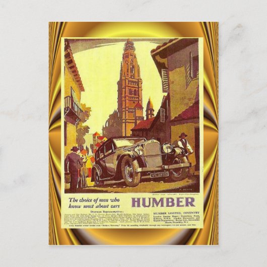 Vintage Car Poster, Humber, British Car Postkarte (Vorderseite)