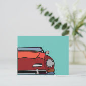 Vintage Car Red Graphic Postkarte (Stehend Vorderseite)