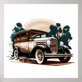 Vintage Car - Retro Auto Elegantes Poster