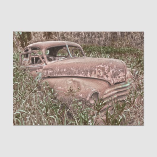 Vintage Car Retro Rustikale Altstadt Seidenpapier (Vorderseite)