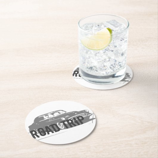 Vintage Car Runder Pappuntersetzer (Vor Ort)