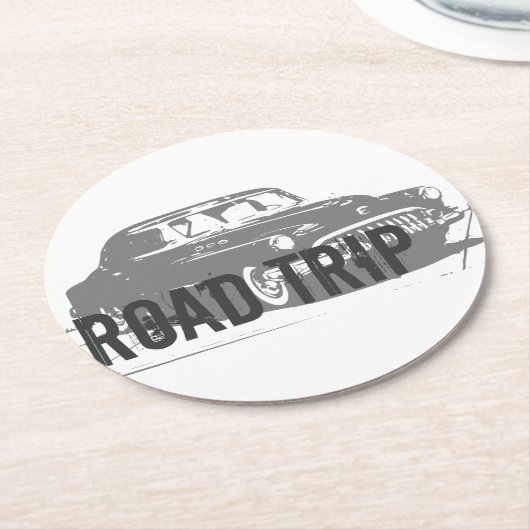 Vintage Car Runder Pappuntersetzer (Angewinkelt)