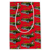 Vintage Car Santa Mittlere Geschenktüte (Vorderseite)