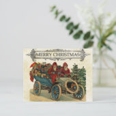 Vintage Car Santa Presents Frohe Weihnachten Postkarte (Stehend Vorderseite)