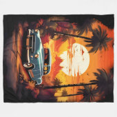 Vintage Car Sunset - Geschenk für Autoverliebhaber Fleecedecke (Vorderseite (Horizontal))