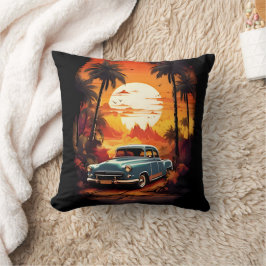 Vintage Car Sunset - Geschenk für Autoverliebhaber Kissen