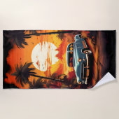 Vintage Car Sunset - Geschenk für Autoverliebhaber Strandtuch (Vorderseite)