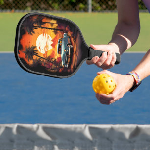 Vintage Car Sunset - Personalisiert für Autoverlie Pickleball Schläger