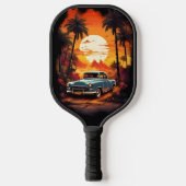 Vintage Car Sunset - Personalisiert für Autoverlie Pickleball Schläger (Vorderseite)