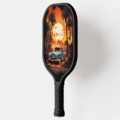 Vintage Car Sunset - Personalisiert für Autoverlie Pickleball Schläger (Links)