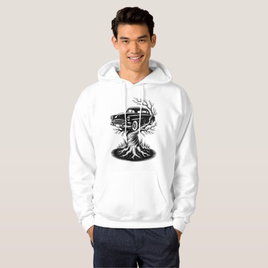 Vintage Car Tree Tattoo Flash Design Hoodie (Vorne ganz)