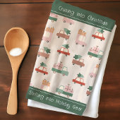 Vintage Car Truck Muster Kreuzfahrt bis Weihnachte Geschirrtuch