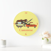 Vintage Car und Camper Thunder_Cove Große Wanduhr (Zuhause)