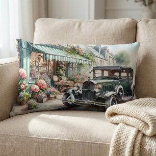 Vintage Car und Charme Blume Shop Lendenkissen