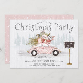 Vintage Car Woodland Weihnachtsfest Party Einladung