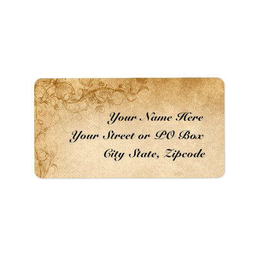 Vintage Caramel Brown & Rose Hochzeit Adressaufkleber (Vorne)