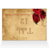 Vintage Caramel Brown & Rose Tischnummer (Innenansicht Horizontal (Oben))