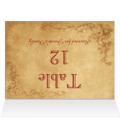Vintage Caramel Brown Wedding Tischnummer (Innenansicht Horizontal (Oben))