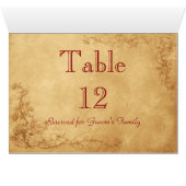 Vintage Caramel Brown Wedding Tischnummer (Innenansicht Horizontal (Unten))