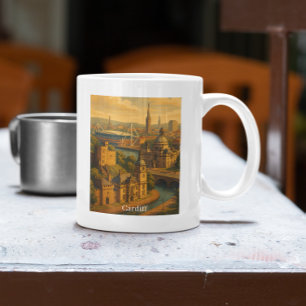 Vintage Cardiff Wales UK Retro-Kunst Kaffeetasse