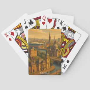 Vintage Cardiff Wales UK Retro-Kunst Spielkarten