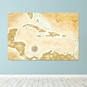 Vintage Caribbean Map Leinwanddruck (Insitu (Holzboden))