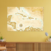 Vintage Caribbean Map Leinwanddruck (Insitu (Wohnzimmer))
