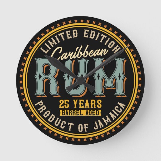 Vintage Caribbean Rum Runde Wanduhr (Vorderseite)