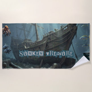 Vintage Caribbean Treasure Pirate Strandtuch