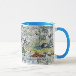 Vintage Carl Larsson Krebsangeln mit der Familie Tasse