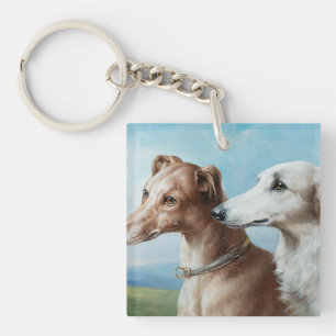 Vintage Carl Reichert Zwei Windhunde Schlüsselanhänger
