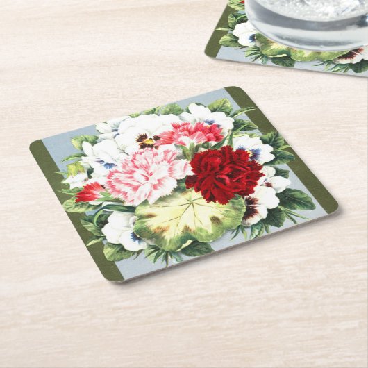 Vintage Carnation und Pansy Bouquet Untersetzer (angewinkelt)