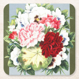 Vintage Carnation und Pansy Bouquet Untersetzer