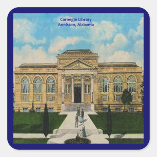 Vintage Carnegie-Bibliothek Anniston Alabama Quadratischer Aufkleber