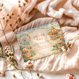 Vintage Carnival Circus Birthday Dankeskarte