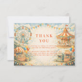 Vintage Carnival Circus Birthday Dankeskarte (Vorderseite)