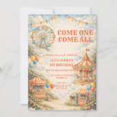 Vintage Carnival Circus Birthday Einladung (Vorderseite)