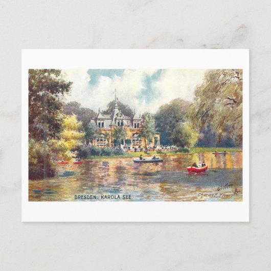 Vintage Carolasee in Dresden, Germany Postkarte (Vorderseite)