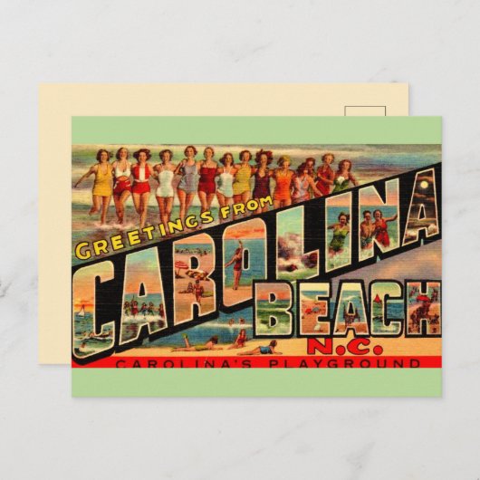 Vintage Carolina Beach NC Postkarte (Vorne/Hinten)