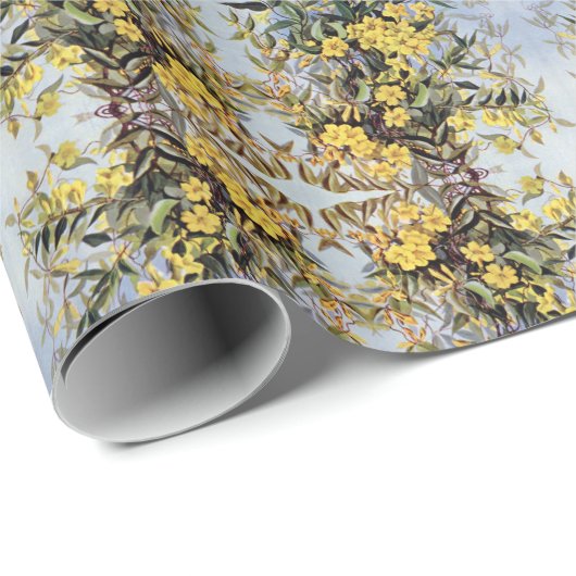 Vintage Carolina Jessamin Gelbe Blumen Blüte W Geschenkpapier (Rolleneckpunkt)