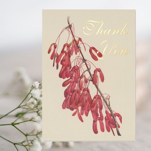 Vintage Carolina Maple Botanical Vielen Dank Folieneinladung