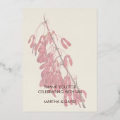 Vintage Carolina Maple Botanical Vielen Dank Folieneinladung (Rückseite)