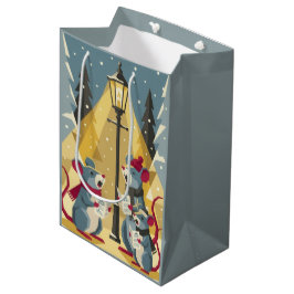 Vintage Caroling Mice Gift Bag Mittlere Geschenktüte