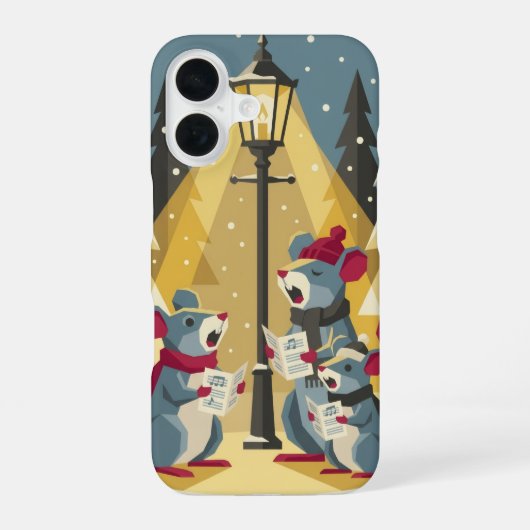 Vintage Caroling Mice Phone Case - iPhone 16 Hülle (Rückseite)