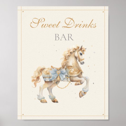 Vintage Carousel Horse Drinks Bar Poster (Vorne)