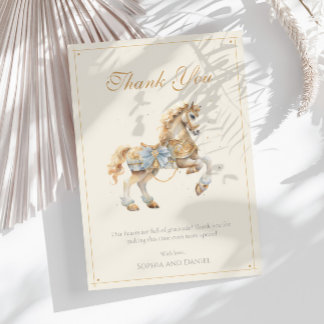 Vintage Carousel Horse Watercolor Kinderdusche Dankeskarte