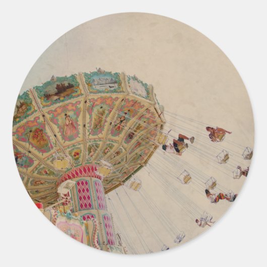 Vintage carousel in Paris Runder Aufkleber (Vorderseite)