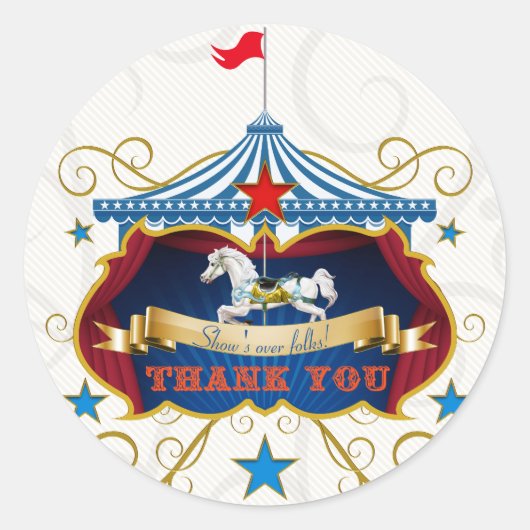 Vintage Carousel Pferd Vielen Dank für Ihr Interes Runder Aufkleber (Vorderseite)