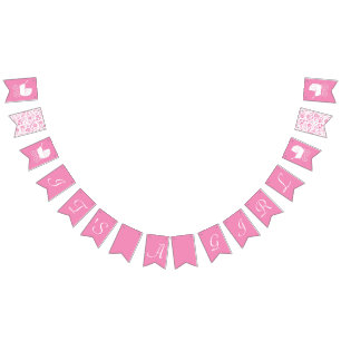 Vintage Carriage Baby Dusche Niedlich Pink Girl Wimpelkette
